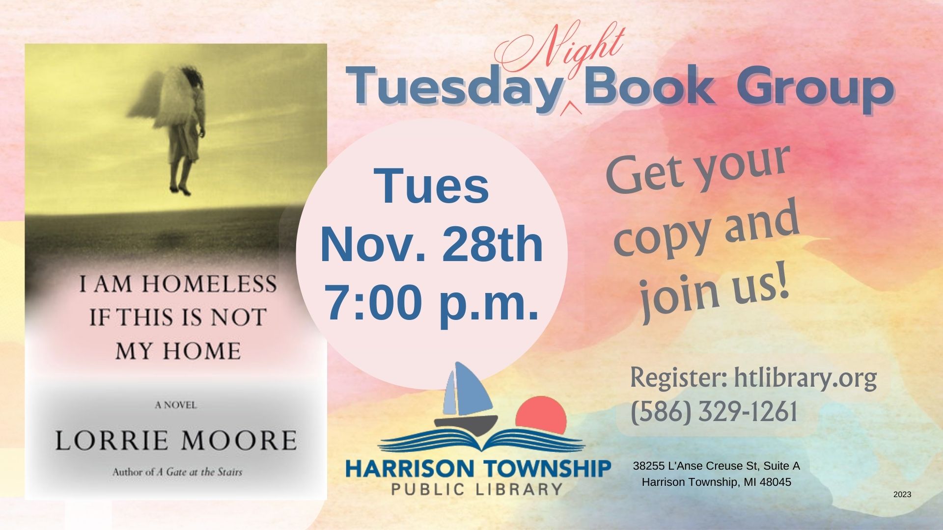 November 2023 Book Group Lorrie Moore (Presentation (169)) (1) Harrison Township Public Library